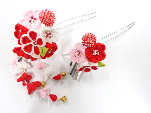 アンティーク　つまみ細工　びらびら簪　2本セット